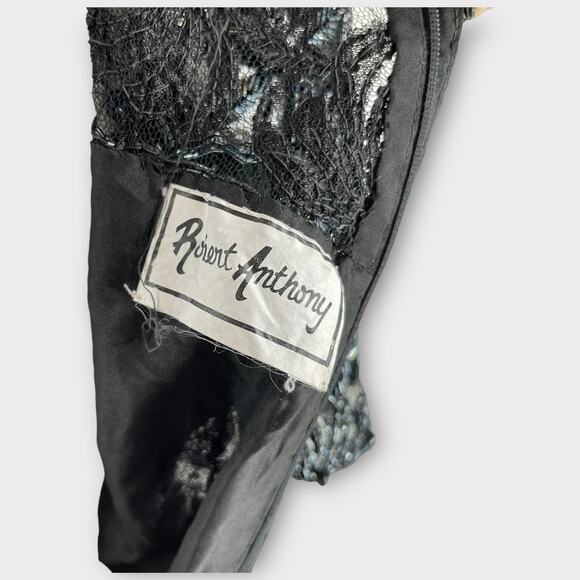 Vintage Y2K Beaded Black Beaded Spider Deco Dress Goth 8 Robert Anthony - Picture 8 of 11